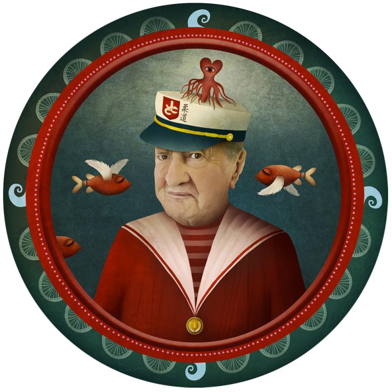 Portrait de résident senior réalisé par Anouchka Nowa – peinture digitale mprimée sur bois