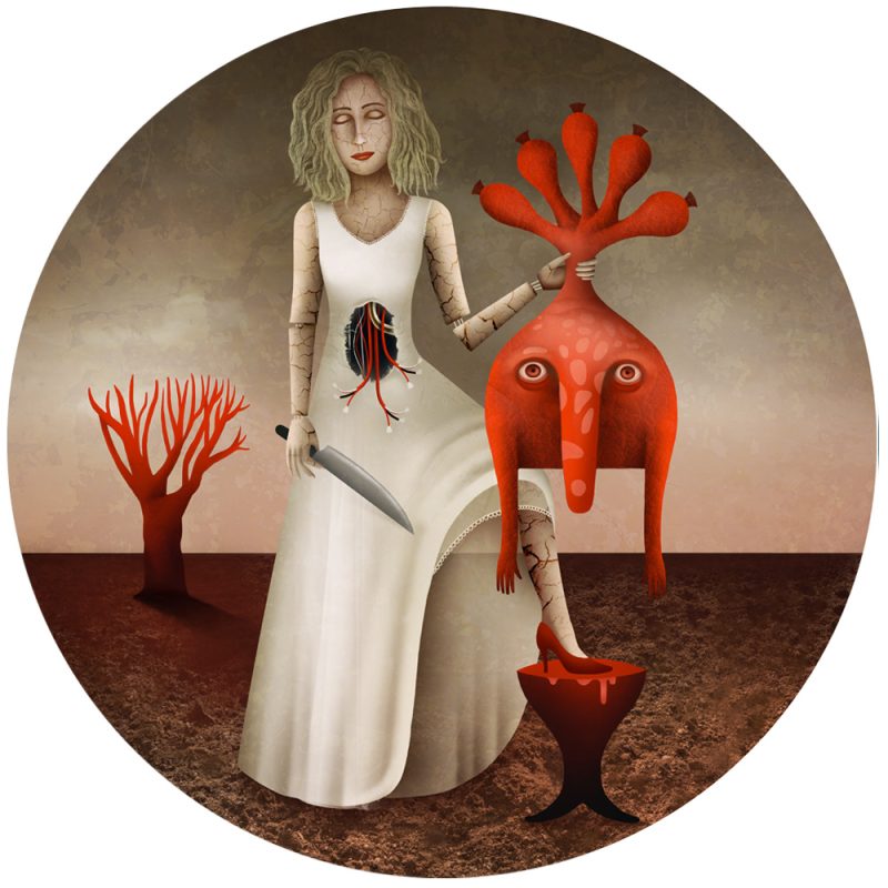 Tableau rond par Anouchka Nowa – Série Carnage