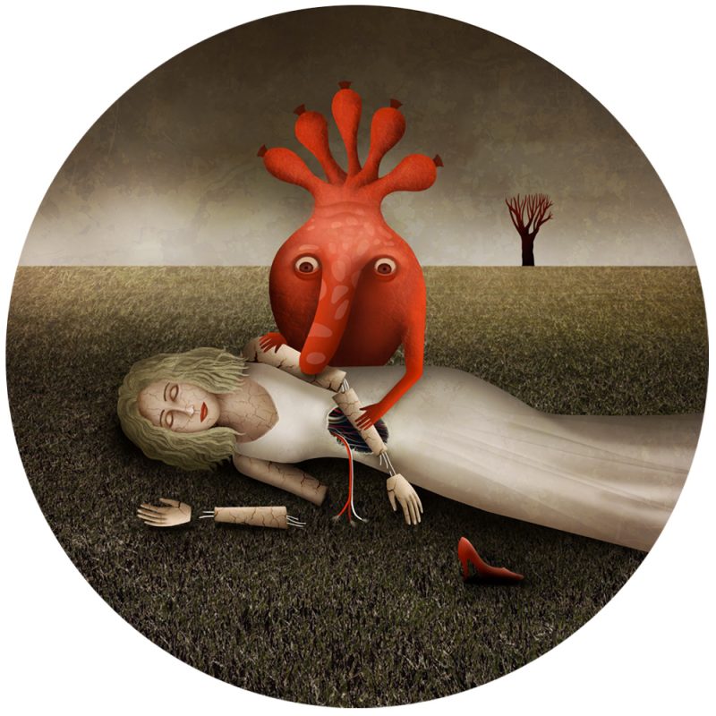 Tableau rond par Anouchka Nowa – Série Carnage