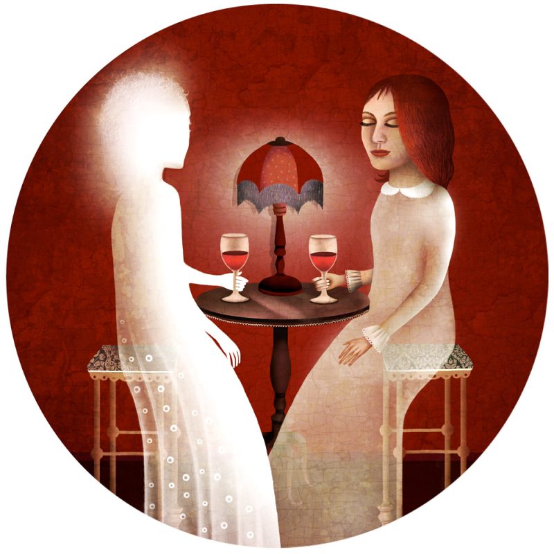 Tableau rond -impression unique sur bois par Anouchka Nowa – Collection Corona story